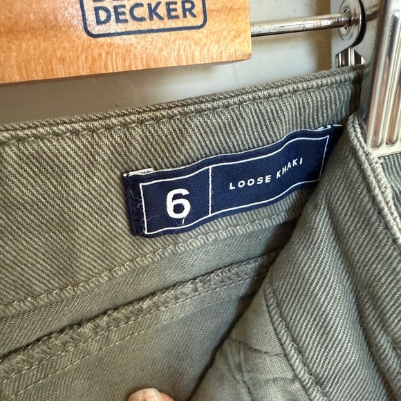 GAP Wide Leg Khaki Olive Green Wide-Leg Chino Pants Women’s 6 Loose - Picture 7 of 7